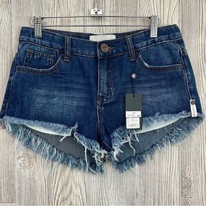 NEW! ONE TEASPOON KIDS Bonita Cutoff Denim Shorts Size 12 -14 Girls Youth Boho